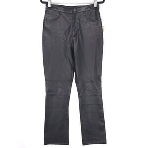 NWT Rem Garson Size 8 Pants Women's GENUINE LEATHER Black Bootcut‎ 90s VINTAGE